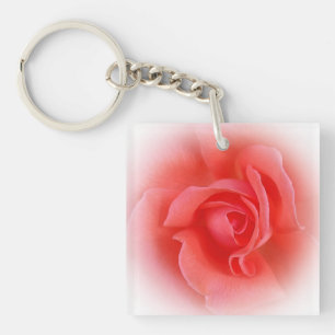 pink coral rose keychain