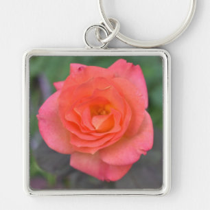 Pink Coral Rose Nature Photography Flower Plant Keychain