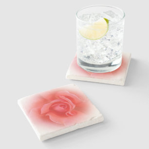 pink coral rose stone coaster