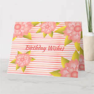 Pink Coral Stripe and Floral Card
