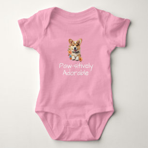 Pink Corgi Baby Bodysuit