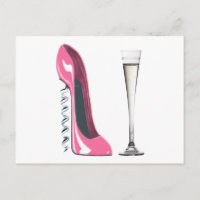 Pink Corkscrew Stiletto Shoe and Champagne Flute