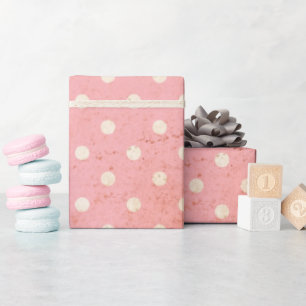 Pink Cornflower Vintage Polka Dot  Wrapping Paper