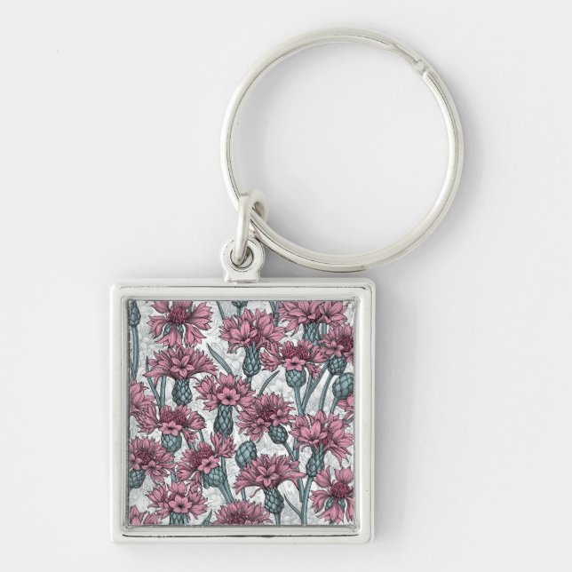 Pink cornflowers keychain (Front)