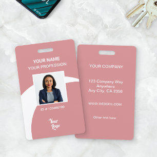 Pink Corporate Employee Photo ID Security Badge
