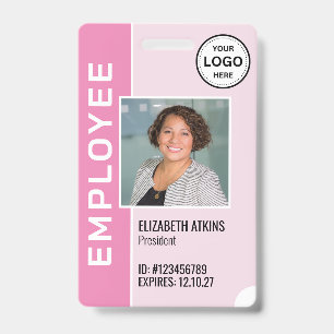 Pink Corporate Logo Employee Photo Badge