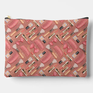 Pink Cosmetics Pattern Glitter  Accessory Pouch