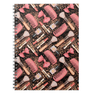 Pink Cosmetics Pattern Glitter Notebook