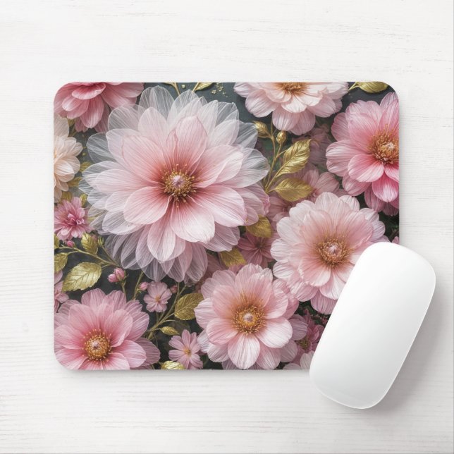 Pink Cosmos Collection Mouse Pad (With Mouse)