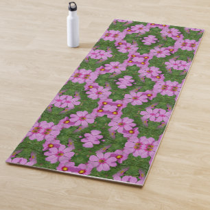 Pink Cosmos Daisy Flowers Abstract Nature  Yoga Mat