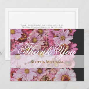 Pink Cosmos Floral Wedding Thank You Card