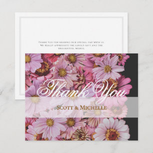 Pink Cosmos Floral Wedding Thank You Card