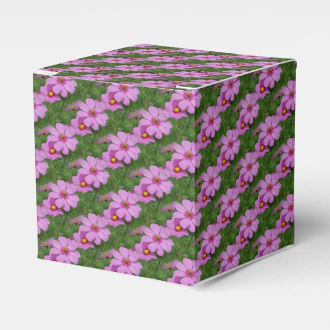 Pink Cosmos Flower Nature Pattern Favor Box (Front Side)