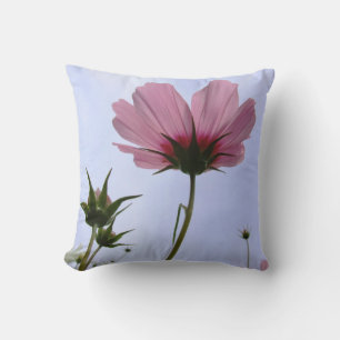 Pink Cosmos Flower Pillow
