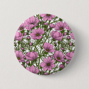 Pink Cosmos flowers 2 Inch Round Button