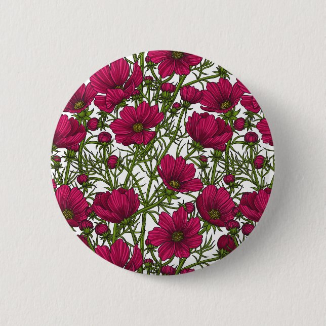 Pink Cosmos flowers 2 Inch Round Button (Front)