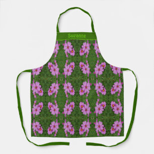 Pink Cosmos Flowers Abstract Personalized Apron