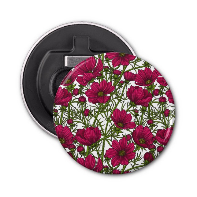 Pink Cosmos flowers Bottle Opener (Front)