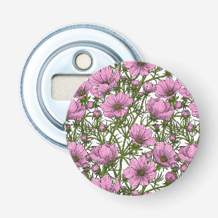 Pink Cosmos flowers Bottle Opener