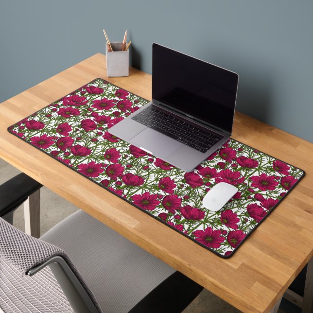 Pink Cosmos flowers Desk Mat (Office 2)