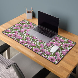 Pink Cosmos flowers Desk Mat