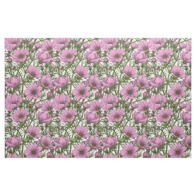 Pink Cosmos flowers Fabric (Fat Quarter)