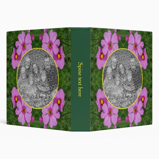 Pink Cosmos Flowers Frame Create Your Own Photo Binder (Background)