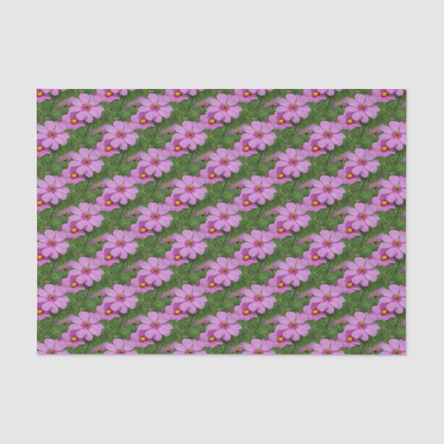 Pink Cosmos Flowers Nature Pattern Decoupage Tissue Paper (Front)