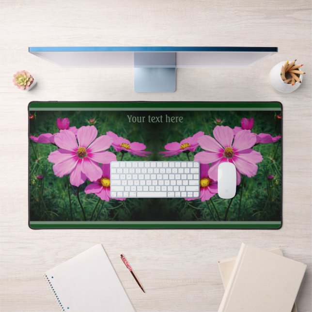Pink Cosmos Flowers Nature Personalized Desk Mat (Office 1)