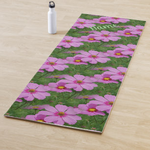 Pink Cosmos Flowers Nature Personalized Yoga Mat