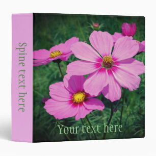 Pink Cosmos Flowers Personalized Binder