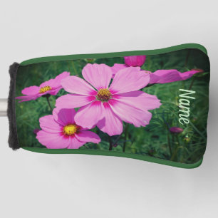 Pink Cosmos Flowers Personalized Golf Head Cover