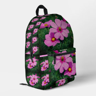 Pink Cosmos Flowers Personalized Printed Backpack