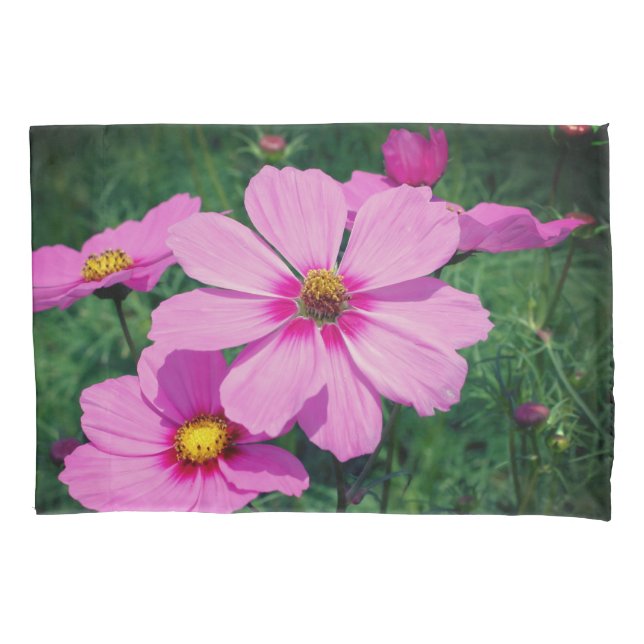 Pink Cosmos Flowers   Pillowcase (Front)