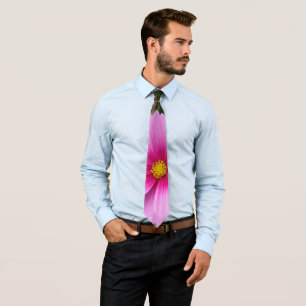 Pink Cosmos Flowers Tie