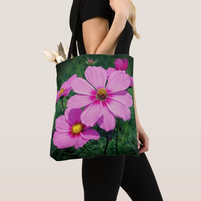 Pink Cosmos Flowers   Tote Bag (Close Up)