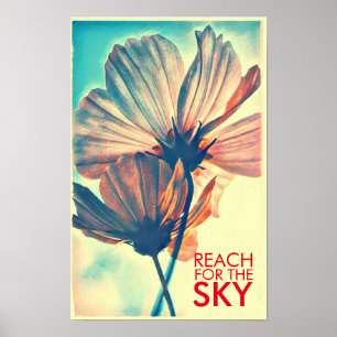 Pink Cosmos Reach for the Sky Quote Poster