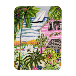 Pink Cottage by the Bay I Magnet