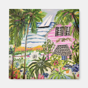 Pink Cottage by the Bay I Magnet