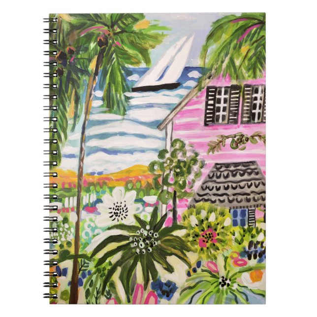 Pink Cottage by the Bay I Notebook (Front)