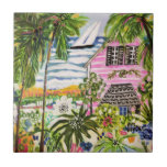 Pink Cottage by the Bay I Tile<br><div class="desc">Pink Cottage by the Bay I by Karen Fields</div>