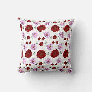 pink Cottage Floral Throw Pillow