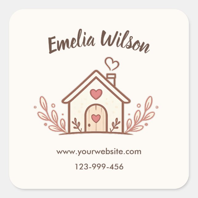 Pink Cottage Home Bakery  Square Sticker (Front)