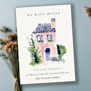 Pink Cottage Landscape Home We have Moved Card
