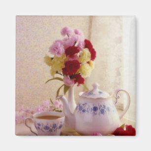 Pink Cottage tea set flowers Magnet