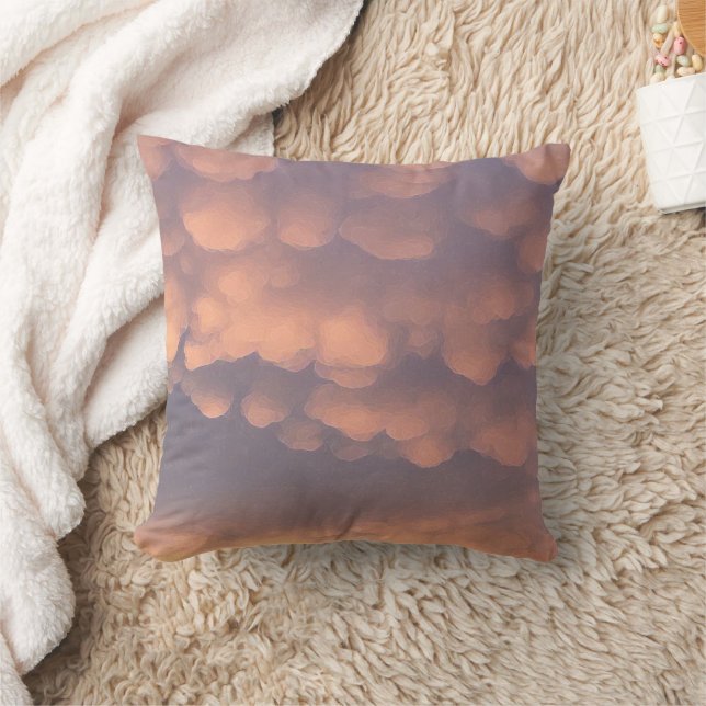 Pink Cotton Ball Clouds Throw Pillow (Blanket)