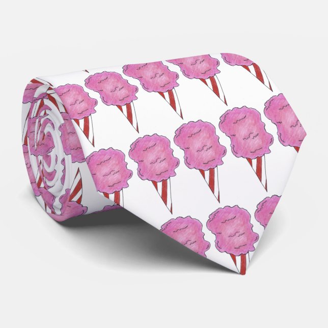 Pink Cotton Candy Floss Spun Sugar Carnival Tie (Rolled)
