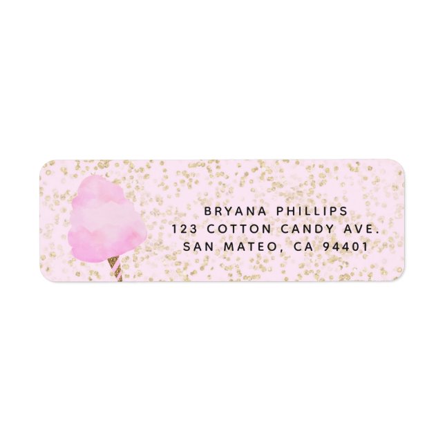 Pink Cotton Candy & Gold Confetti Birthday Party (Front)