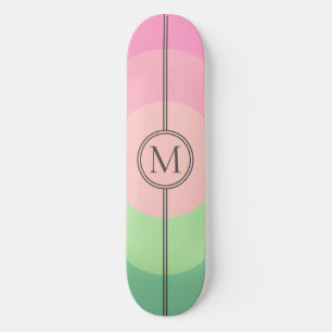 Pink Cotton Candy Mint Monogram Girly Skateboard