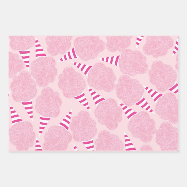 Pink Cotton Candy Pattern Wrapping Paper Sheet (Front)